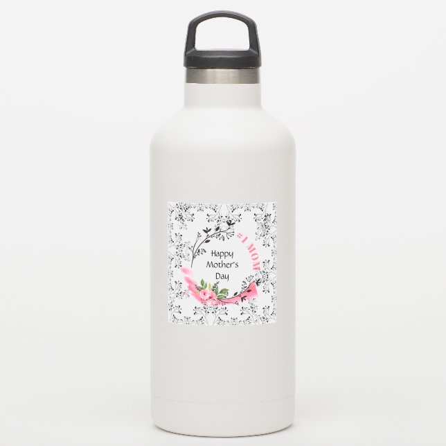 Pegatina Regalo de Día de la Madre personalizado #No1MOM Mo (Botella de agua)