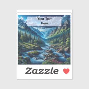 Pegatina Regalo de escena de montaña con texto personalizad