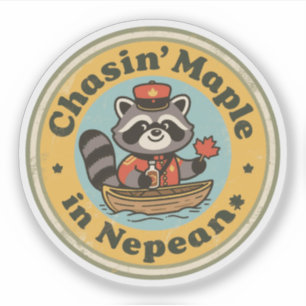 Pegatina Regalo de Mapache Vintage Nepean Ontario