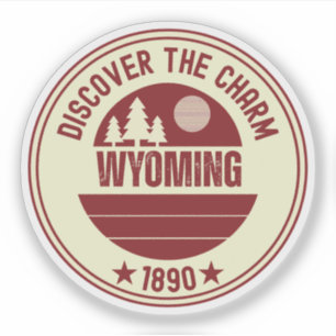 Pegatina Regalo de montaña del estado de vaquero de Wyoming