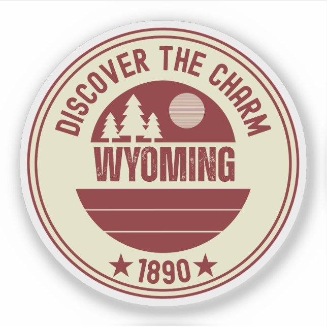 Pegatina Regalo de montaña del estado de vaquero de Wyoming (Anverso)