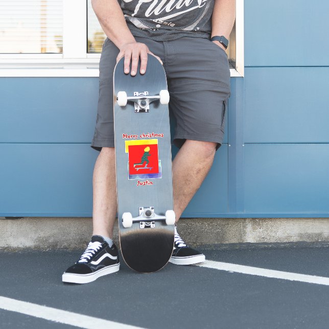 Pegatina regalo de navidades de skateboard, nombre personal (Patinador)