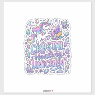 Pegatina Regalo de Unicornio de Cristal Curativo Idea Vecto