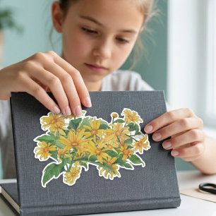 Pegatina Regalo divertido de margarita amarilla acuarela fl