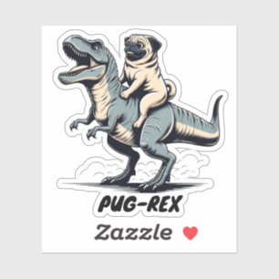 Pegatina Regalo para amante de animales de pug montando un