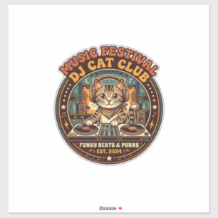 Pegatina Regalo para amante de gatos DJ Festival de Música