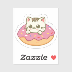 Pegatina Regalo para amantes de gatos Kawaii Donut Rosa Kit