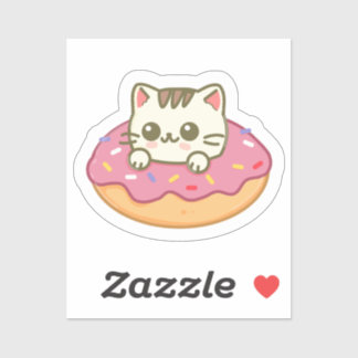 Pegatina Regalo para amantes de gatos Kawaii Donut Rosa Kit