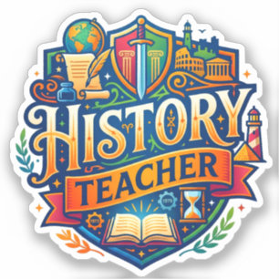 Pegatina Regalo para educadores vintage Profesor de histo