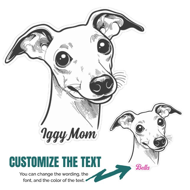 Pegatina Regalo personalizado Iggy para mamá de perro de Gr (Custom Iggy Gift for Italian Greyhound Dog Mom Sticker)