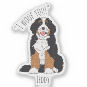 Pegatina Regalo Personalizado Te Amo Bernedoodle Mamá Perro