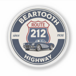 Pegatina Regalos de autos clásicos de la ruta Beartooth Hig