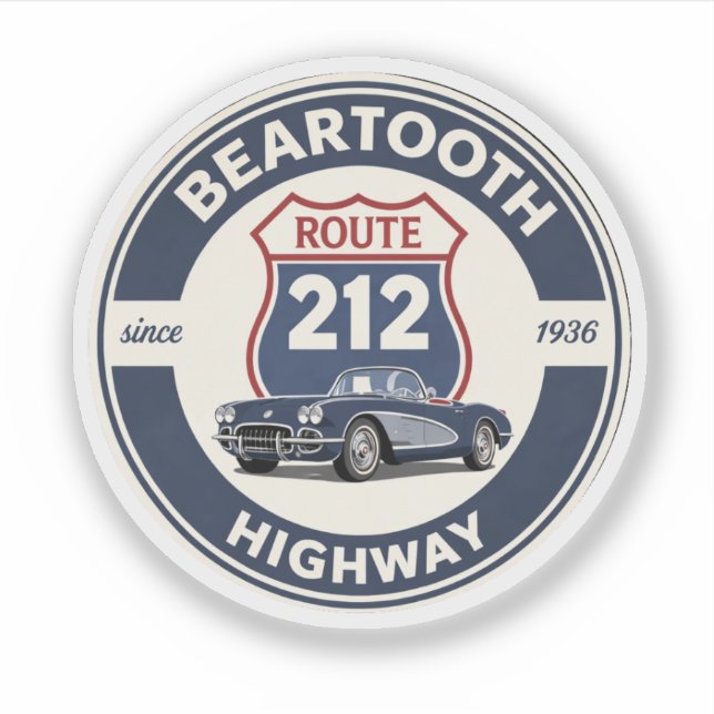Pegatina Regalos de autos clásicos de la ruta Beartooth Hig (Anverso)