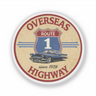Pegatina regalos de la carretera Overseas Highway vintage d