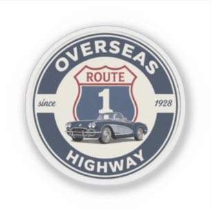 Pegatina regalos de la carretera Overseas Highway vintage d