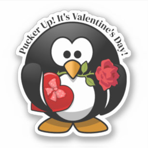 Pegatina Regalos de Pingüino para el Día de San Valentín
