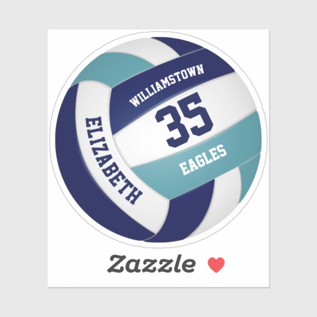 Pegatina regalos del equipo de voleibol verde azulado azul  (Hoja)