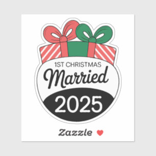 Pegatina Regalos modernos de Navidad   1er Navidad casados
