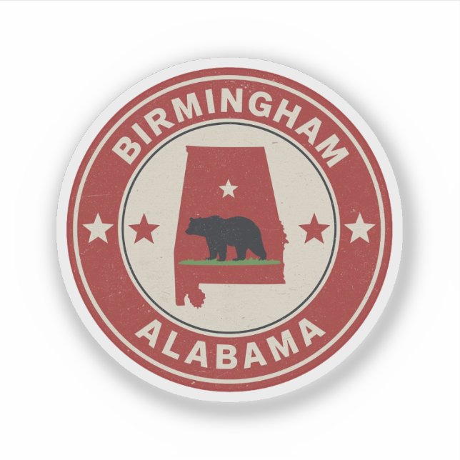 Pegatina Regalos vintage de Birmingham, Alabama (Anverso)