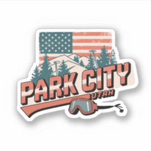 Pegatina Regalos Vintage Retro Park City Utah Montaña