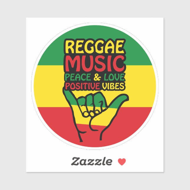 Pegatina Reggae Shaka Hand con citas positivas (Hoja)