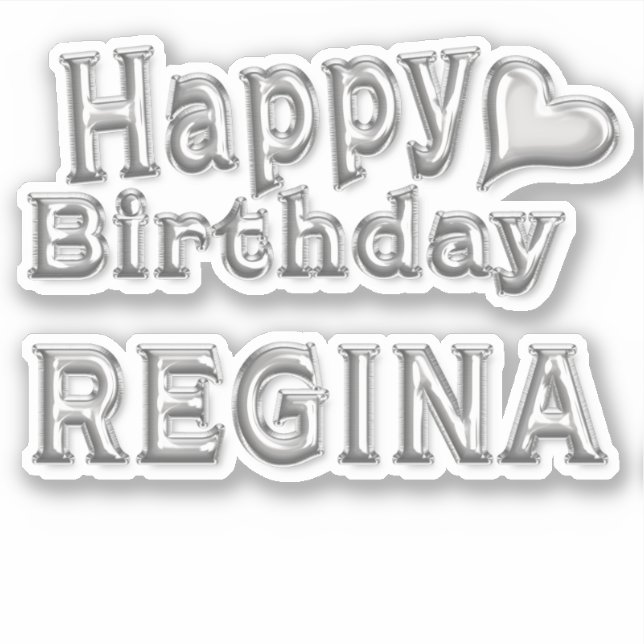 Pegatina Regina Happy Birthday silver Aufkleber Sticker (Anverso)
