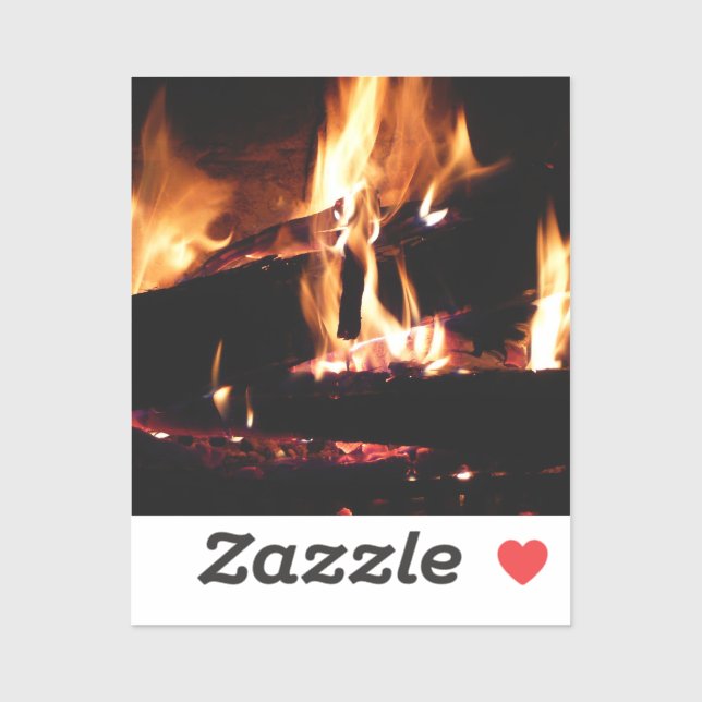 Pegatina Registros en la fotografía de fuego cálido de la c (Hoja)