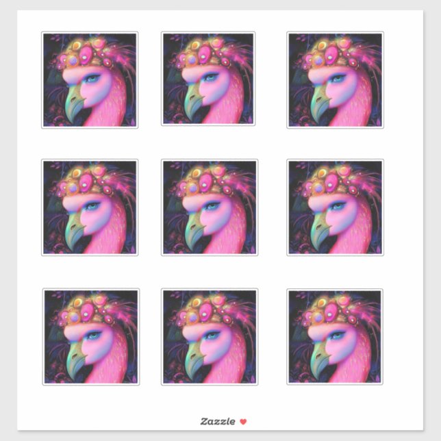 Pegatina Reina de flamenco cósmico (Hoja)