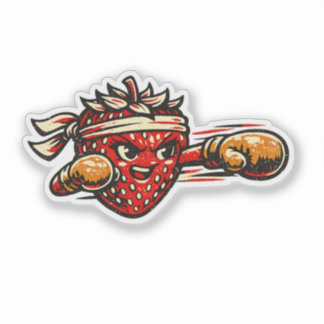 Pegatina Reina de Jab de Fresa — Luchadora Callejera Retro