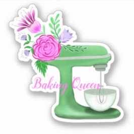 Pegatina Reina de la Repostería con Batidora Floral