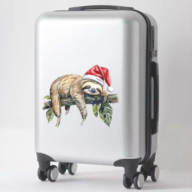 Pegatina Relajación de Sloth con un gorra Navidad 1 (Maleta)