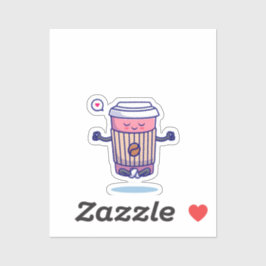 Pegatina Relajando la Copa de Café en meditación