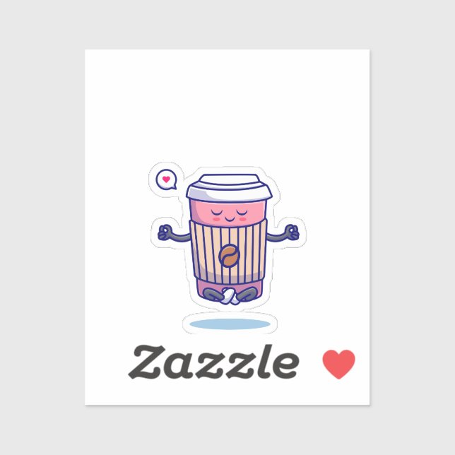 Pegatina Relajando la Copa de Café en meditación (Hoja)