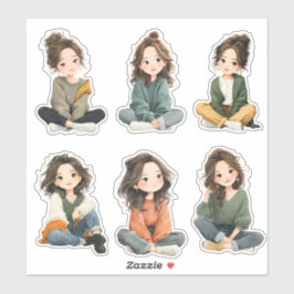 Pegatina Relaxed Chibi Girl Stickers