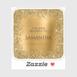 Pegatina Relieve metalizado Purpurina De Oro Este Libro Per