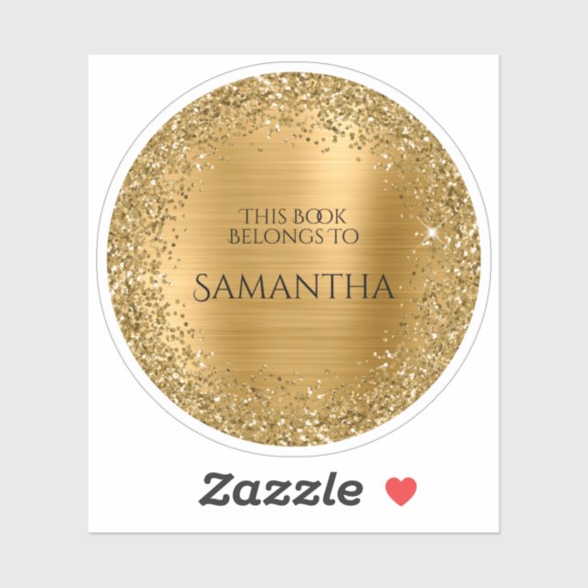 Pegatina Relieve metalizado Purpurinoso De Oro Este Libro P (Hoja)