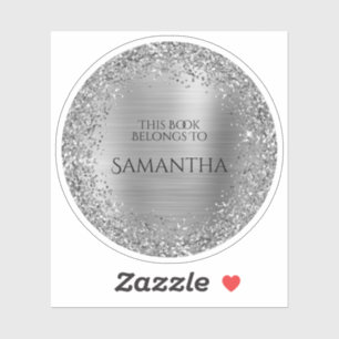 Pegatina Relieve metalizado Purpurinoso Plateado Este Libro