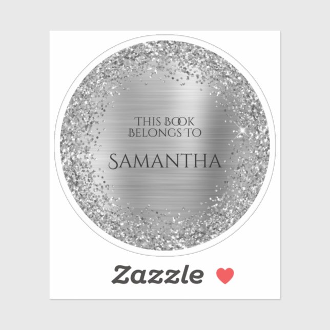 Pegatina Relieve metalizado Purpurinoso Plateado Este Libro (Hoja)