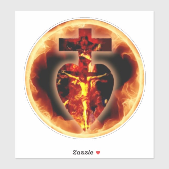 Pegatina Religioso Católico Jesús Crucifijo Santísima Trini (Hoja)