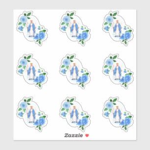 Pegatina Religioso floral bendecida católico del Virgen