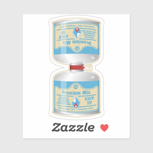 Pegatina Rellenando botes de gas para cocinas de campamento (Hoja)