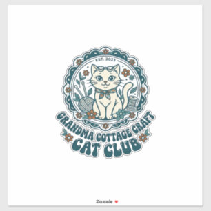 Pegatina Remera de Arte para Amantes de Gatos de Abuela Cot