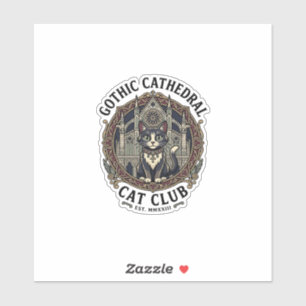 Pegatina Remera gráfica de arte de gato de catedral gótica