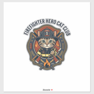 Pegatina Remera gráfica de gato héroe bombero - Bombero