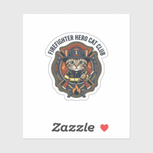 Pegatina Remera gráfica de gato héroe bombero - Bombero
