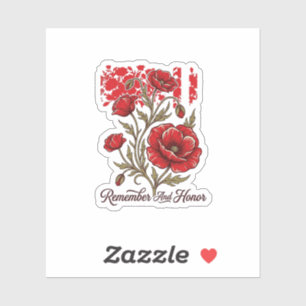 Pegatina Remera vintage conmemorativa Amapola Roja Recuerda