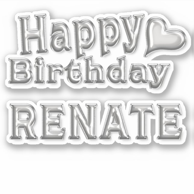 Pegatina Renate Happy Birthday silver Aufkleber Sticker (Anverso)