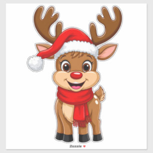 Pegatina Reno personalizado con Santa Hat