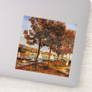 Pegatina Renoir - El puente de Argenteil en otoño,