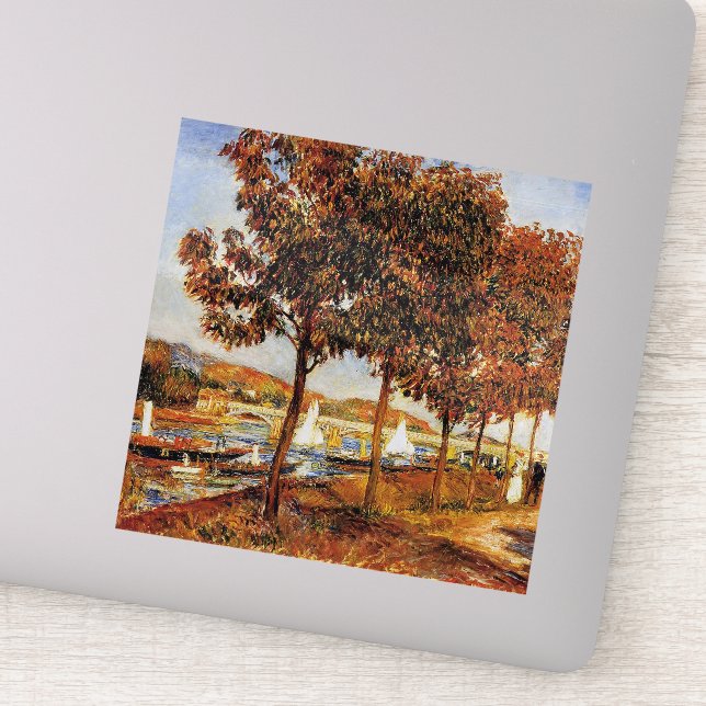 Pegatina Renoir - El puente de Argenteil en otoño, (Detalle)